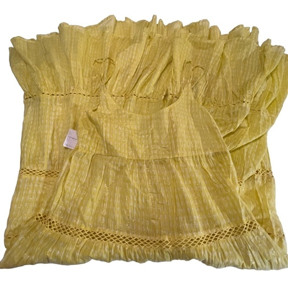 NWT Free People Midnight Dance Print Maxi in Canary Combo XS Tiered Crochet - Picture 9 of 15